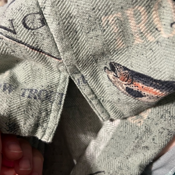 North River Green Fly Fishing Trout Polo Shirt Short Sleeve Camping Fish - Large - Picture 6 of 10